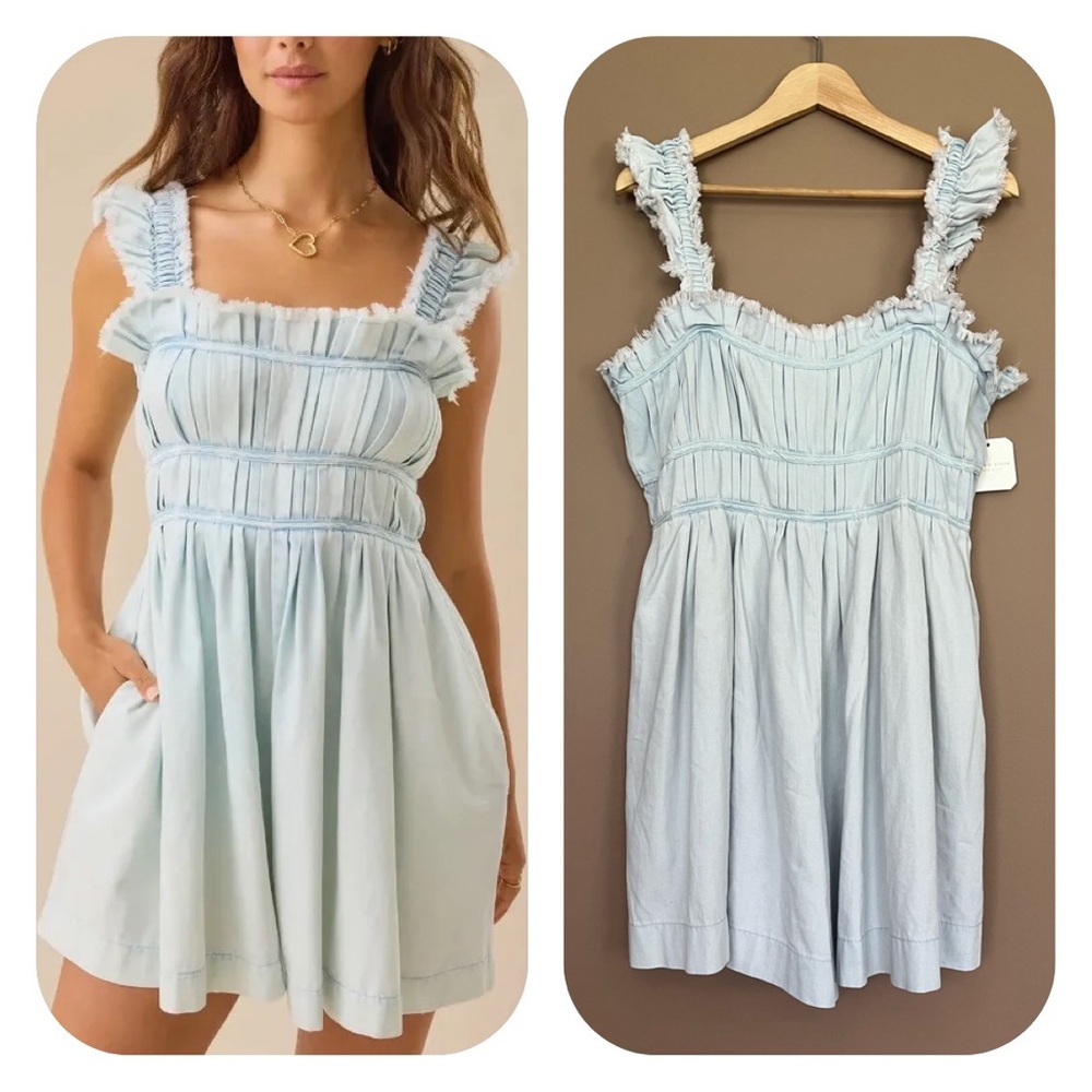 {Altar'd State} Ashley Light Denim Romper - Womens Large - NWT
